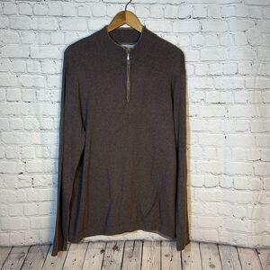 Tommy‎ Bahama Brown Sweater T40057 Island Luxe Half Zip Size L 5% Cashmere